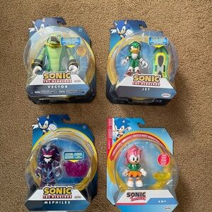 Jakks Pacific Sonic The Hedgehog 4” Figure Lot (Mephiles/Vector/Classic Amy/Jet)